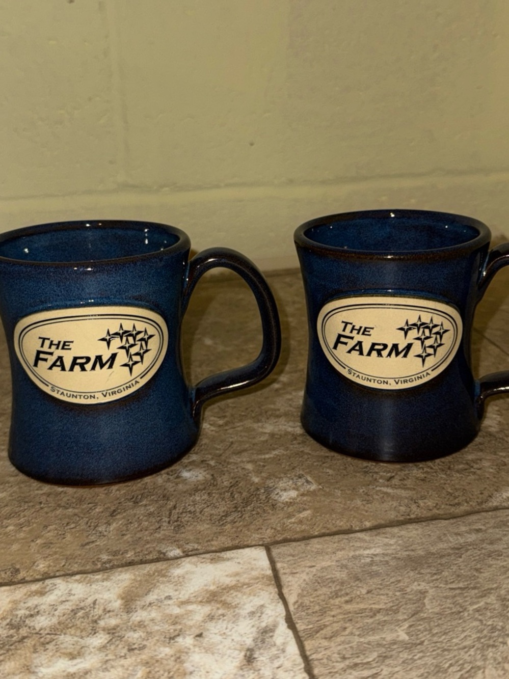 Deneen Pottery Staunton, Virginia Blue Ceramic Coffee Mug - Set of 2